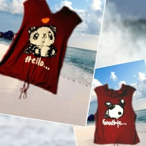 Sleeveless Hooded Drawstring T-shirt